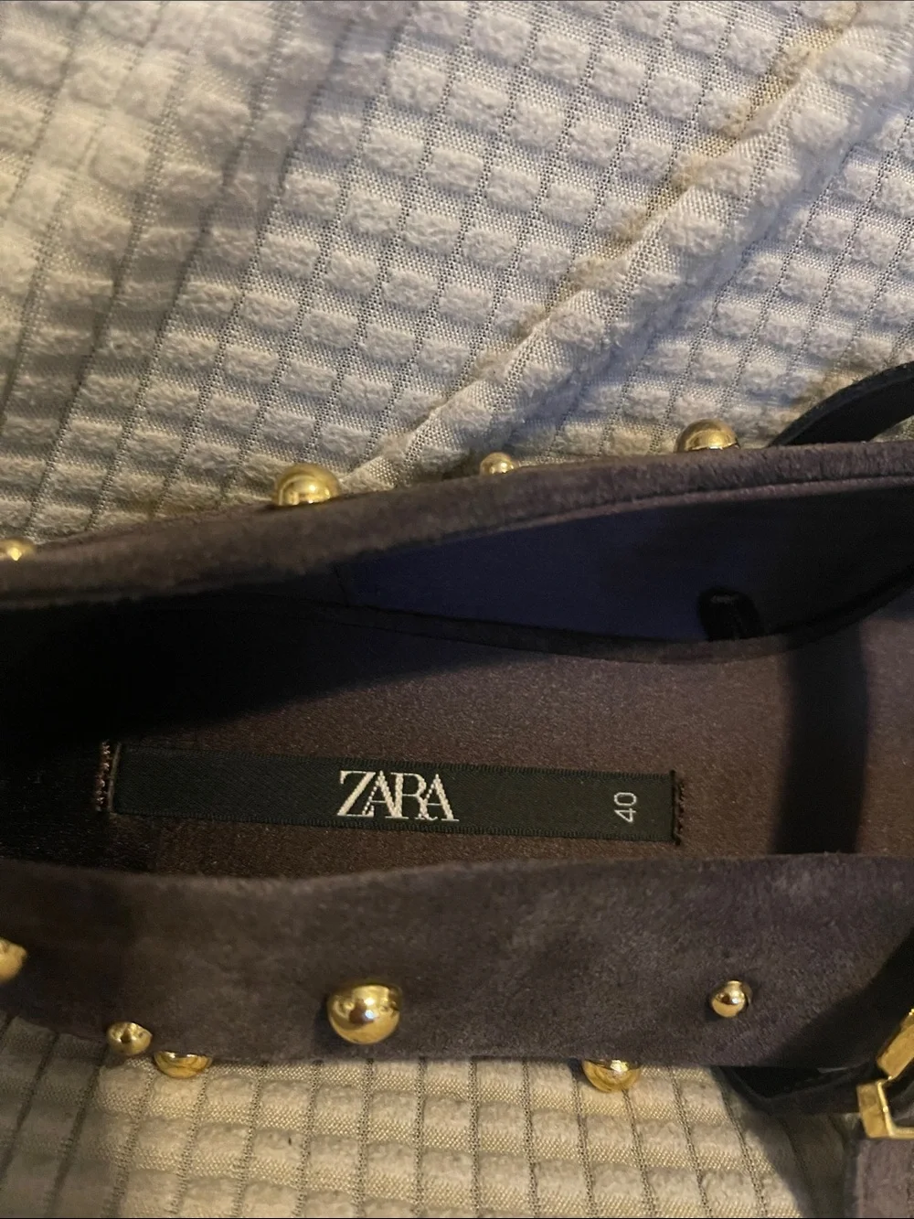 Zara women’s Dark Brown Mary Jane Flats with Gold Studs size 40 /9 us - Picture 6 of 7